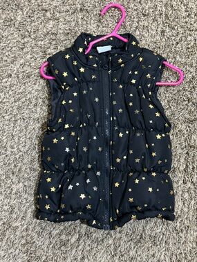 healthtex Black Quilted Vest with Metallic Star Accents